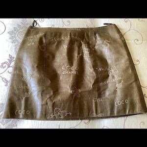 Authentic Chanel Calfskin Leather Skirt